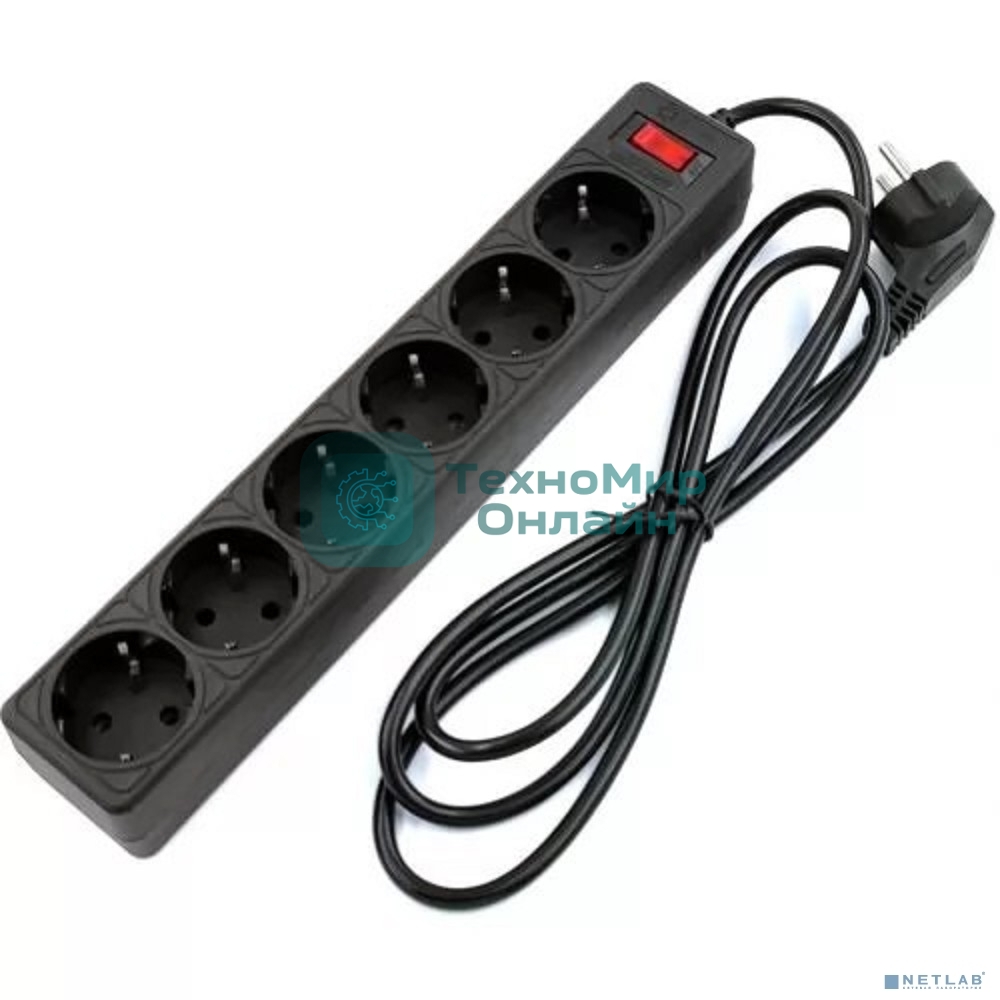 Сетевой фильтр 5bites GARDA SP6B-530 6S, 3x0.75 мм2, 3 м, черный