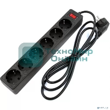 Сетевой фильтр 5bites GARDA SP6B-530 6S, 3x0.75 мм2, 3 м, черный