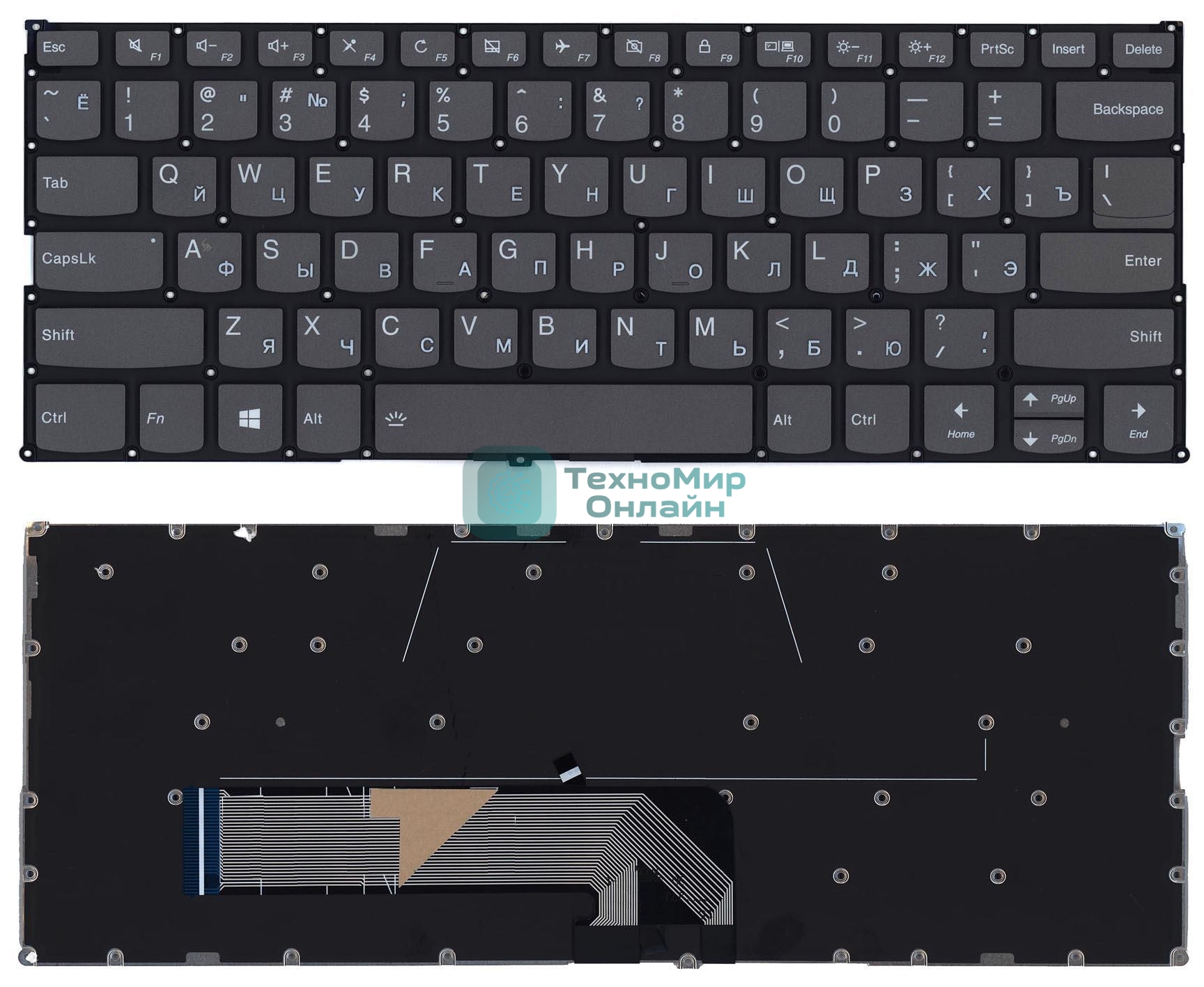 Клавиатура для ноутбука Lenovo Yoga 530-14IKB черная с подсветкой