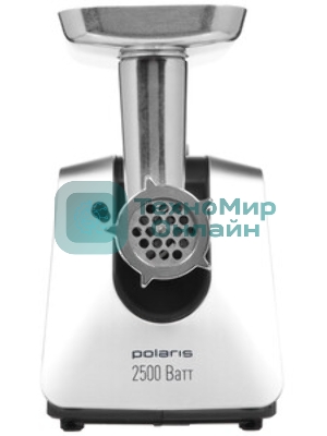 Мясорубка электрическая Polaris PMG 2561 черный, 2500 Вт, 2.7 кг/мин, реверс, защита от перегрузки, металлический лоток, насадки - 7