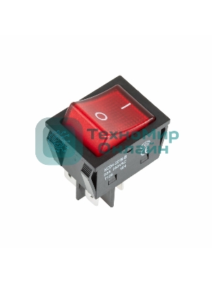 Выключатель клавишный Rexant 250V 30А (4с) ON-OFF красный с подсветкой