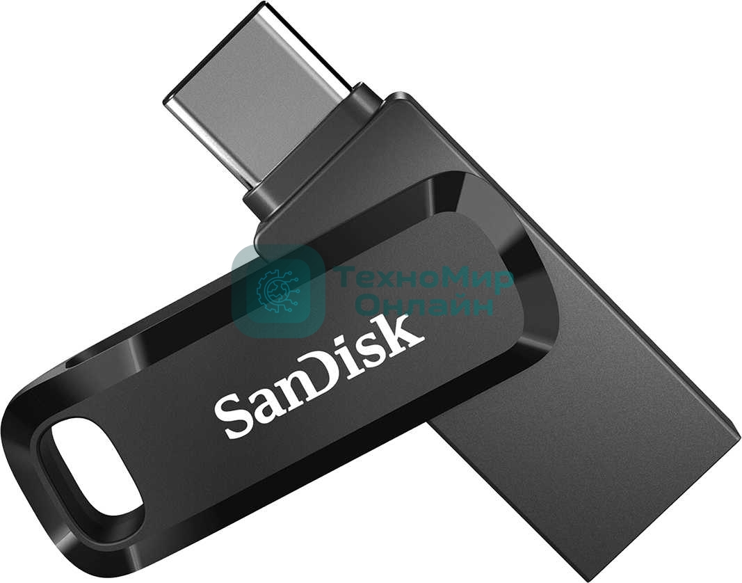 Флешка USB SanDisk DDC3 Ultra Dual Go (SDDDC3-064G-G46), 64Gb, USB 3.1/USB Type-C, R/W 150/30, черный