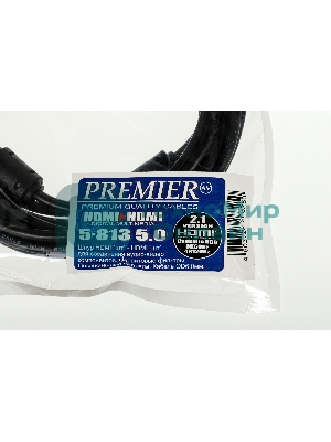 Кабель соединительный аудио-видео Premier 5-813 HDMI (m)/HDMI (m) 5м. феррит.кольца Позолоченные контакты черный