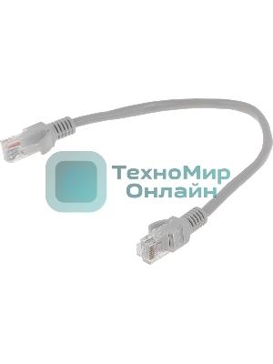 Патч-корд UTP, кат 5e, 0.25м с RJ45 серый