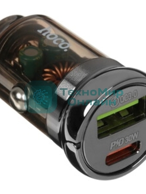 Автомобильное зарядное устройство Hoco Z53A 30Вт, USB, Type-C, черный, коробка