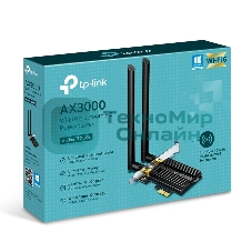 Адаптер Tp-Link ARCHER TX50E 11AX 3000Mbps dual-band PCI-E adapter, 2402Mbps at 5G and 574Mbps at 2.4G, support Bluetooth 5.0, WPA2 encryption, two external Antennas.