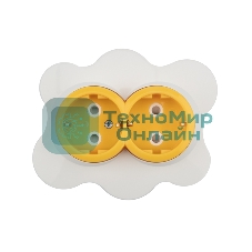 Розетка двойная Kranz HAPPY Яичница скрытой установки, с заземлением и защитными шторками, желтая/белая