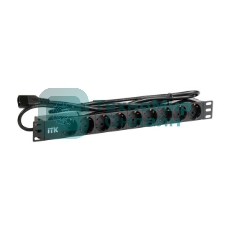 Блок 9 розеток DIN49440 (нем. cтанд.) 1U, шнур 2м вилка IEC 320 C14, профиль из ПВХ, черный PDU 9 розеток DIN49440 (нем. cтанд.) 1U, шнур 2м вилка IEC 320 C14, профиль из ПВХ, черный