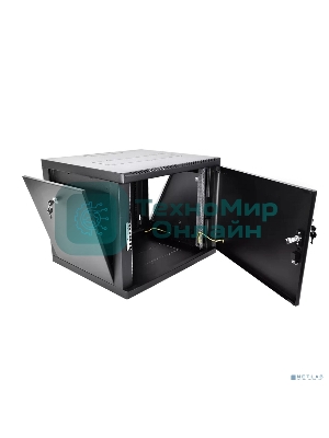 Шкаф телекоммуникационный настенный разборный ЦМО 9U (600 x 650) съемные стенки, дверь металл, черный (ШРН-М-9.650.1-9005)