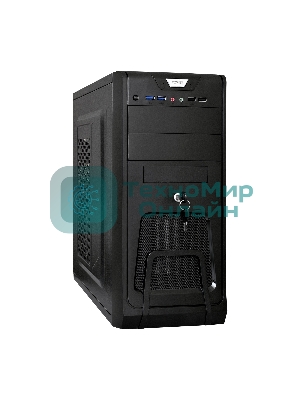 Компьютерный корпус Miditower ExeGate CP-603UB-UNS350 (ATX, БП UNS350 с вент. 12см, 2хUSB, аудио, черный)
