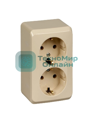 Розетка Schneider Electric 2-м ОП Этюд 16А с заземл. крем. SchE PA16-007K