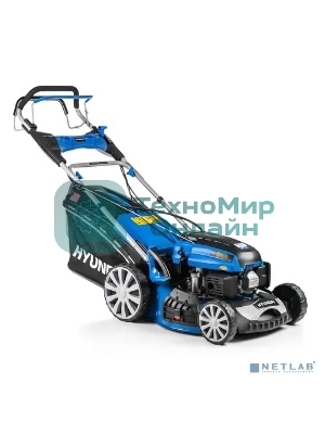 Бензиновая газонокосилка Hyundai L 4610SE самоходная, электрозапуск, двигатель Hyundai ICV145,4-х такт, 3.5 л.с./145 см3, Ширина среза 45,7 см, Высота среза 25-75 мм, 35 кг
