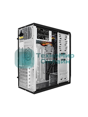 Компьютерный корпус Miditower ExeGate CP-603UB-UNS350 (ATX, БП UNS350 с вент. 12см, 2хUSB, аудио, черный)