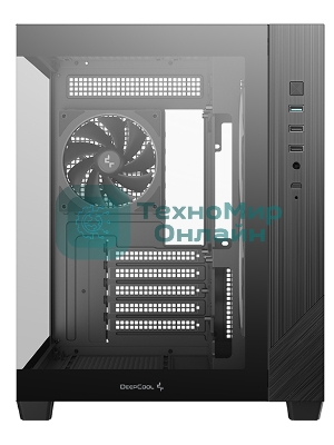 Компьютерный корпус Deepcool CG330 3F без БП, боковое окно (панорама), 3x120мм ARGB PWM вентилятора, черный, mATX