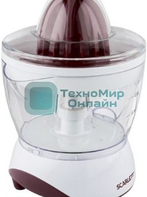 Соковыжималка Scarlett SC-JE50C06 белый/коричневый, цитрусовая, 25 Вт, 700 мл, механическое