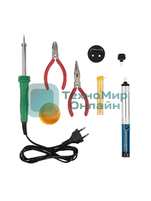 Набор для пайки Rexant №13 (паяльник 30Вт, подставка, канифоль, припой, бокорезы, тонкогубцы)