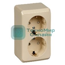 Розетка 2-м ОП Этюд 16А защ. шторки с заземл. крем SchE PA16-008K