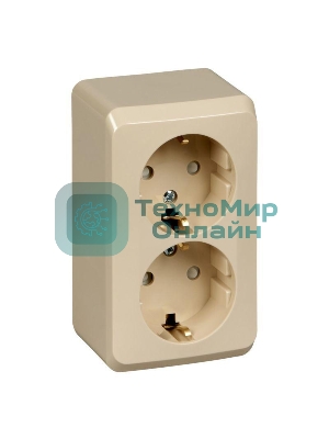 Розетка 2-м ОП Этюд 16А защ. шторки с заземл. крем SchE PA16-008K