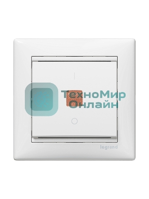 Механизм выключателя 1-кл. СП Valena 10А IP31 с зел. инд. бел. Legrand 774410