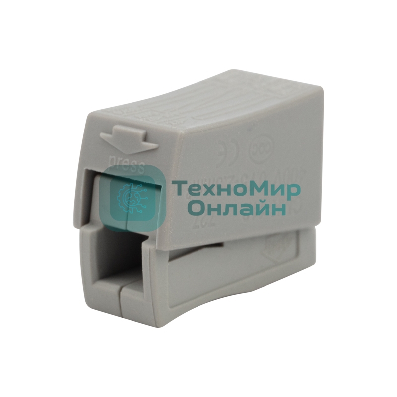 Строительно-монтажная клемма Rexant СМК 224 для светильника на 2 проводника (1,0-2,5)/(0,5-2,5) мм², белая (100 шт./уп.)