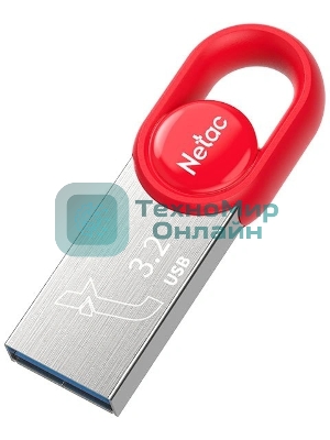 Флешка USB Netac UM2 (NT03UM2N-032G-32RE), 32Gb, USB 3.0, R/W 130/50, серебристый/красный