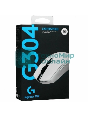 Мышь беспроводная Logitech G304 Lightspeed белый, 12000 dpi, радиоканал, USB, кнопки - 6