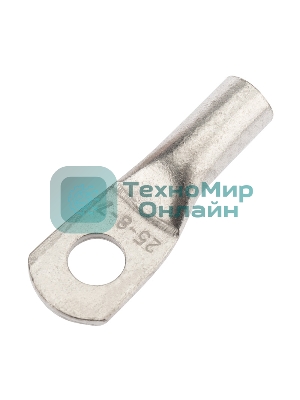 Наконечник медный луженый Rexant ТМЛ 25–8–7 (25мм² - Ø8мм) ГОСТ 7386-80 (в упак. 10 шт.)