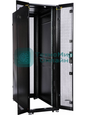 Шкаф серв. ПРОФ нап. 42U (600x1000) дверь перфорированная 2 шт., цвет черный, в сборе (ШТК-СП-42.6.10-44АА-9005) (1 коробка)