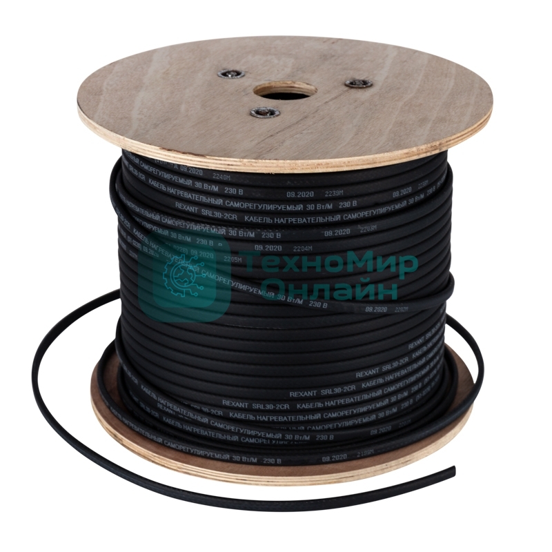 Саморегулируемый греющий кабель Rexant экранированный, 40КНС 2ЛТГ-ЭЛ 65/85, UV (40 Вт/1 м), 200 м
