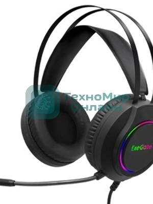 Гарнитура Exegate Cosmos HS-702GL чёрный, проводная, USB, виртуальный звук 7.1, подсветка