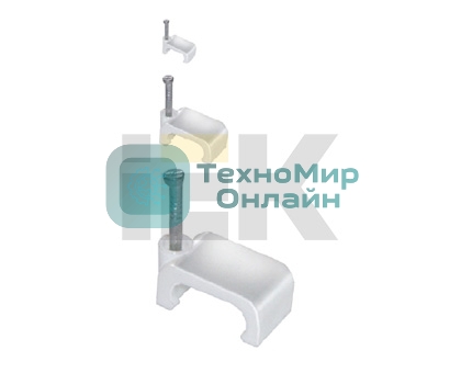 Скоба 4мм плоская пластиковая IEK (100 шт)