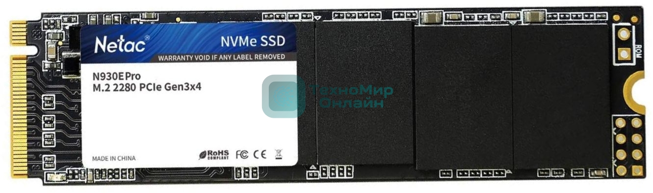 Накопитель SSD Netac N930E Pro, 256Gb, PCIe 3.1 x4, M.2 2280, NVMe, R/W 2040/1270