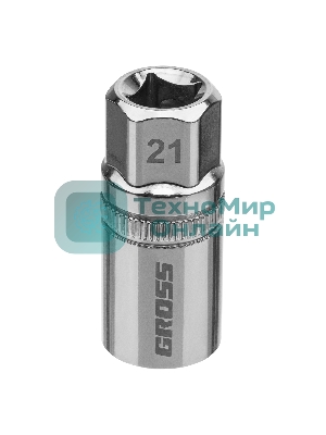 Головка торцевая свечная Gross магнитная, 12-гранная, 21 мм, под квадрат 1/2