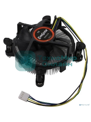 Кулер для процессора ExeGate EЕ97378 черный, 92 мм, алюминий/медь, 2400 об/мин, 23 дБ, 4 pin, 95 Вт, 60 мм