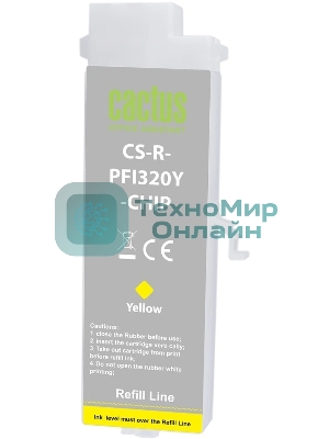 Картридж струйный Cactus CS-R-PFI320Y-CHIP PFI-320Y желтый (260мл) для Canon imagePROGRAF TM-200/200MFP/205/300/300MFP/305/250/255/350/355 с чипом