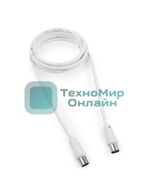 Кабель телевизионный Cablexpert CCV-515-W, Coaxial M/F, белый, 1.8м