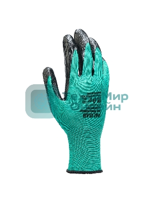 Перчатки полиэфирные Palisad с черным нитрильным покрытием, размер 9, 13 класс вязки