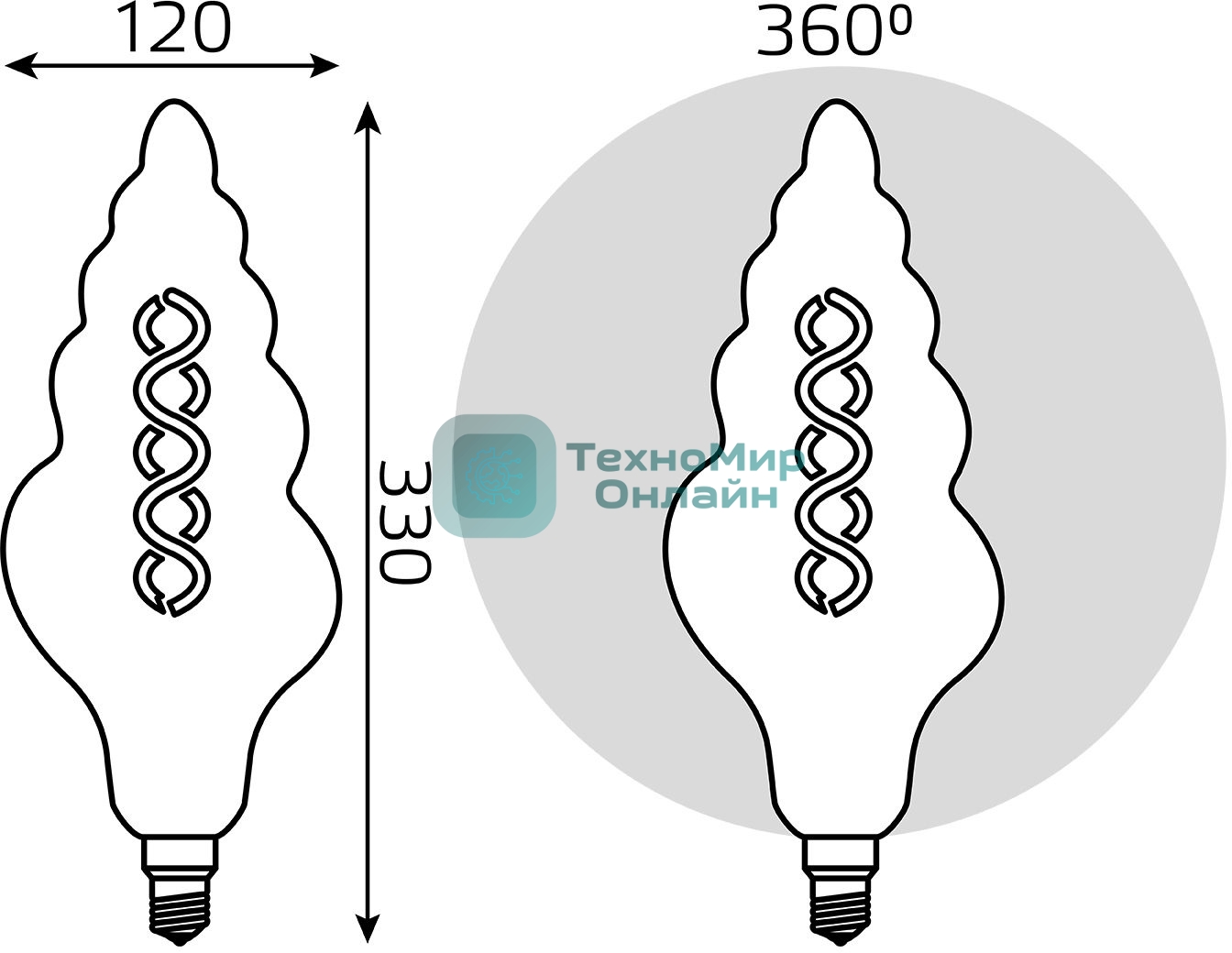 Лампа светодиодная филаментная Gauss Filament Vintage 6Вт цок.: E27 спираль 220B 2400K св. свеч. белый теп. (упак.: 1 шт)