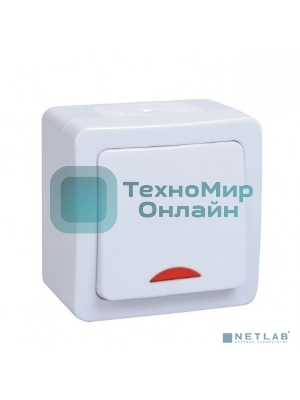 Выключатель 1-кл. ОП ГЕРМЕС PLUS для открытой установки со свет. индик. ВС20-1-1-ГПБ IP54 (цвет клавиши: белый) IEK EVMP11-K01-10-54-EC