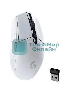 Мышь беспроводная Logitech G304 Lightspeed белый, 12000 dpi, радиоканал, USB, кнопки - 6