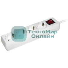 Удлинитель WYP10-16-04-03-ZK-N У04К-выкл. 4 места 2 Р + P Е/3метра 3х1 мм2 16А/250 IEK