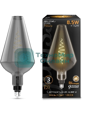 Лампа cветодиодная LED Filament Vase E27 8.5W Gray 165lm 1800K 1/2 180802005 Gauss