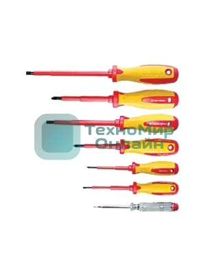Набор отверток Matrix диэлект.до 1000в проб.эл. - до 250в двухкомп.рукоятки (7шт.)