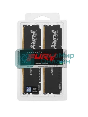 Оперативная память Kingston Fury Beast, DDR5, 16GB (2x8GB), 5600MHz, CL40, DIMM, с радиаторами, черный