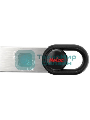 Флешка USB Netac UM2 (NT03UM2N-016G-20BK), 16Gb, USB 2.0, R/W 100/40, серебристый/черный