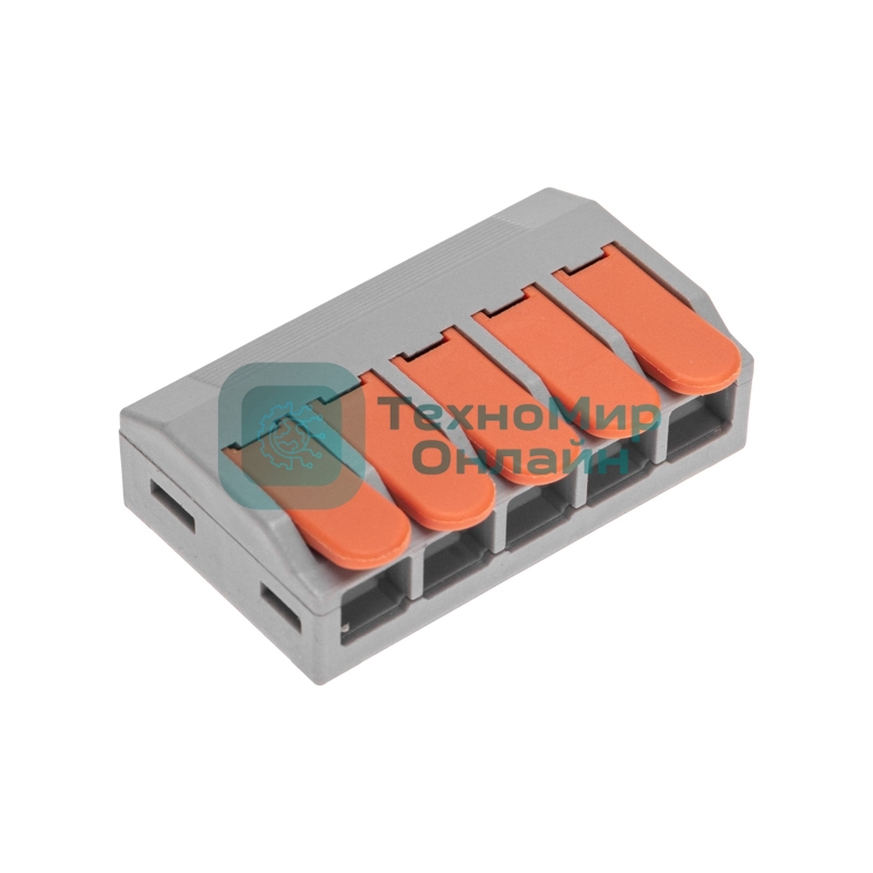 Универсальная клемма Rexant СМК 222-615/221-615, 5-проводная серый 0,5-4/6 мм² (блистер 5 шт/уп)