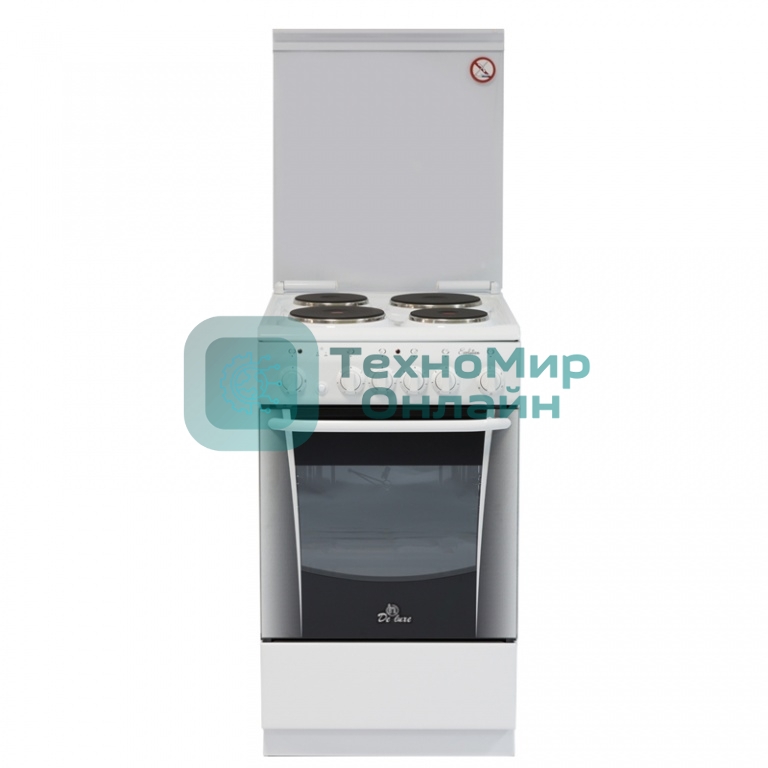 Плита электрическая De Luxe 506004.00Э (кр) белый, конфорок 4 шт, духовка 60 л, 50 см x 85 см x 60 см