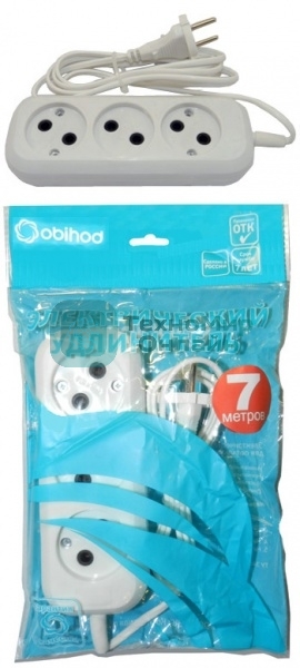 Удлинитель ОБИХОД РС-3 без з/м 3x7 м (ШВВП) (50) 150-507