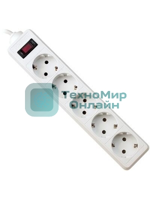 Сетевой фильтр Defender ES, 5.0 м, 5 розеток белый