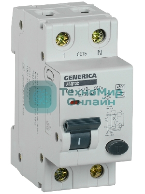 Выключатель автоматический дифференциального тока IEK MAD25-5-010-C-30 АВДТ 32 C10 - GENERICA